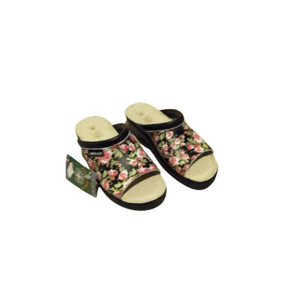 Saboti medicali dama, Sanital Light 1351, Piele naturala, Negru cu flori, 37 Saboti medicali dama, Sanital Light 1351, Piele naturala, Negru cu flori, 37