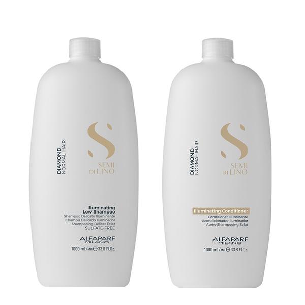 Pachet Stralucire pentru Par Normal Alfaparf Milano Semi Di Lino Diamond Illuminating: Sampon 1000 ml + Balsam 1000 ml Pachet Stralucire pentru Par Normal Alfaparf Milano Semi Di Lino Diamond Illuminating: Sampon 1000 ml + Balsam 1000 ml