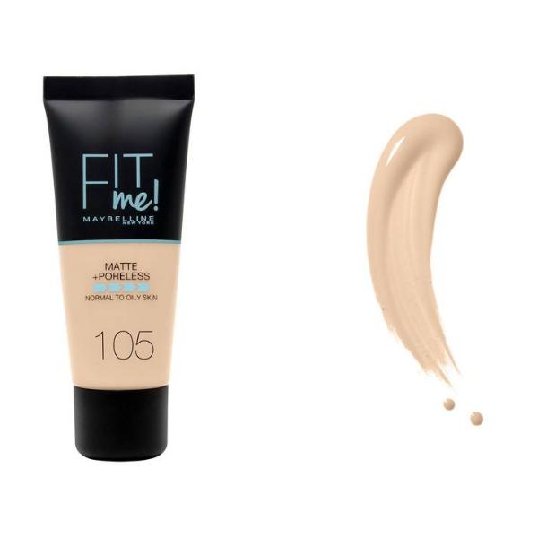 Fond de Ten - Maybelline Fit Me! Matte + Poreless Normal to Oily Skin, nuanta 105 Natural Ivory, 30 ml Fond de Ten - Maybelline Fit Me! Matte + Poreless Normal to Oily Skin, nuanta 105 Natural Ivory, 30 ml