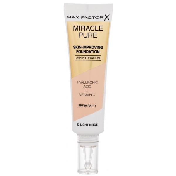 Fond de Ten - Max Factor Miracle Pure Skin-Improving Foundation SPF 30 PA+++, nuanta 32 Light Beige, 30 ml Fond de Ten - Max Factor Miracle Pure Skin-Improving Foundation SPF 30 PA+++, nuanta 32 Light Beige, 30 ml