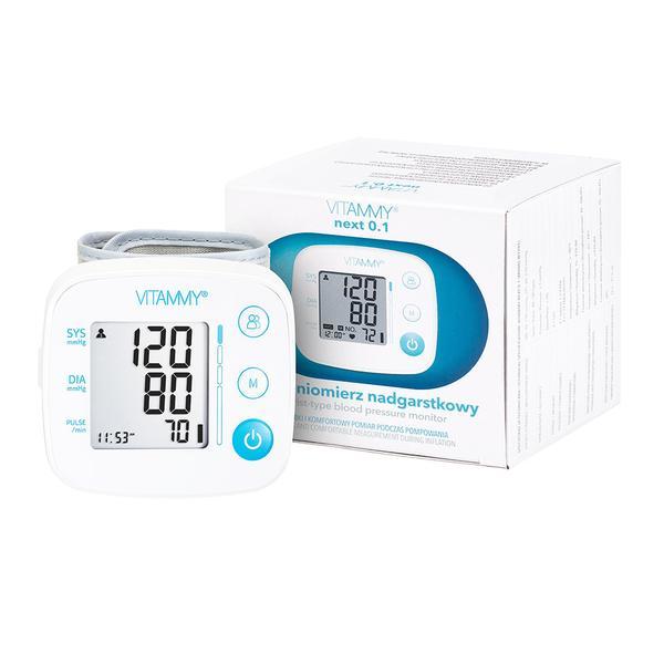 Tensiometru electronic de incheietura VITAMMY Next 0.1, masurare in timpul umflarii mansetei, detectare aritmie, detectie miscarea corpului, memorare 2 utilizatori, manseta 12.5-21.5 cm, Alb Tensiometru electronic de incheietura VITAMMY Next 0.1, masurare in timpul umflarii mansetei, detectare aritmie, detectie miscarea corpului, memorare 2 utilizatori, manseta 12.5-21.5 cm, Alb