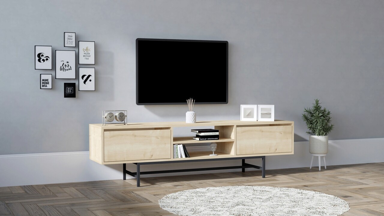 Comoda TV, Asse Home, Tauber, 180x50x40 cm, Maro