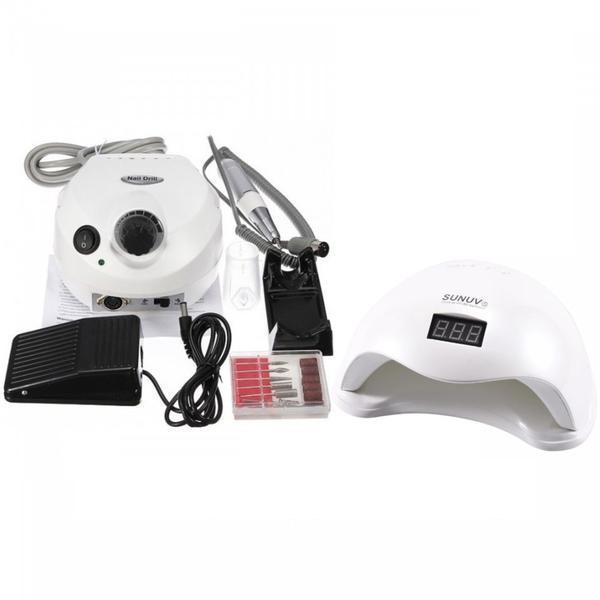 Freza electrica DM 202 35.000 rotatii ALB + Lampa Led / Uv Sun 5 Putere 48W ALB Freza electrica DM 202 35.000 rotatii ALB + Lampa Led / Uv Sun 5 Putere 48W ALB