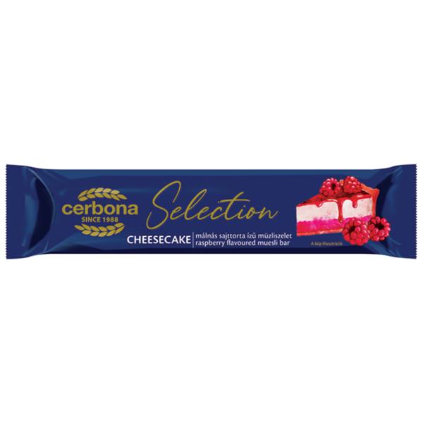 Baton din Cereale cu Aroma de Tarta cu Branza si Zmeura - Cerbona Selection Cheesecake, 22 g Baton din Cereale cu Aroma de Tarta cu Branza si Zmeura - Cerbona Selection Cheesecake, 22 g