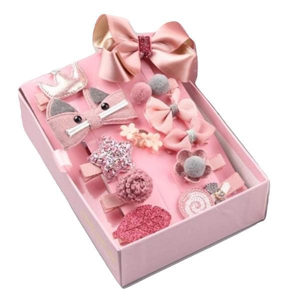 Fundite si accesorii prindere par fetite, elastice de par, agrafe, fundite, coronite, floricele, cu clips, 18 buc Fundite si accesorii prindere par fetite, elastice de par, agrafe, fundite, coronite, floricele, cu clips, 18 buc
