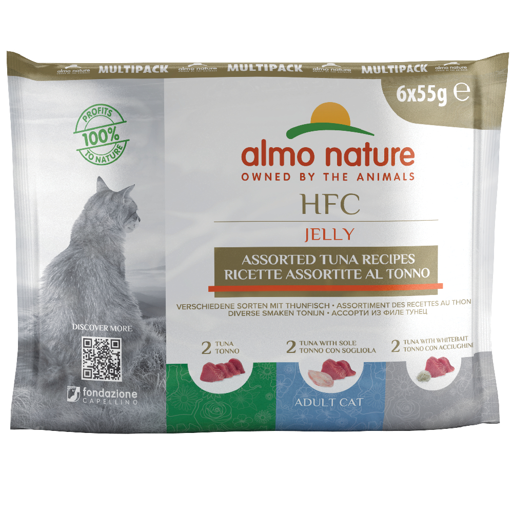 6x55g 3 sortimente de ton în gelatină Almo Nature HFC Natural Pouch 6x55g 3 sortimente de ton în gelatină Almo Nature HFC Natural Pouch
