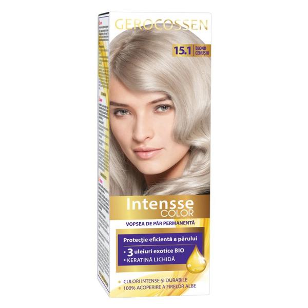Vopsea de Par Permanenta Intensse Color, Nuanta Nr. 15.1 Blond Cenusiu, Gerocossen, 50 ml Vopsea de Par Permanenta Intensse Color, Nuanta Nr. 15.1 Blond Cenusiu, Gerocossen, 50 ml