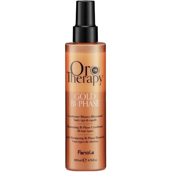 Balsam Bifazic - Fanola Oro Therapy 24K Gold Bi-Phase Illuminating Conditioner All Hair Types, 200 ml Balsam Bifazic - Fanola Oro Therapy 24K Gold Bi-Phase Illuminating Conditioner All Hair Types, 200 ml