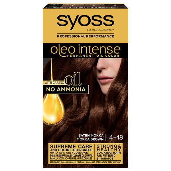 Vopsea de par, Syoss Oleo Intense, nuanta 4-18 Saten Mokka, 115 ml Vopsea de par, Syoss Oleo Intense, nuanta 4-18 Saten Mokka, 115 ml
