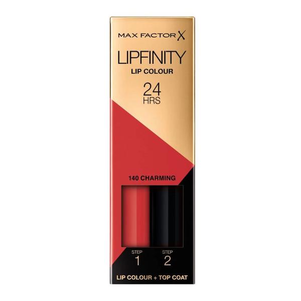 Ruj de Buze Lichid - Max Factor Lipfinity, Lip Colour + Top Coat, nuanta 140 Charming, 1 pachet Ruj de Buze Lichid - Max Factor Lipfinity, Lip Colour + Top Coat, nuanta 140 Charming, 1 pachet