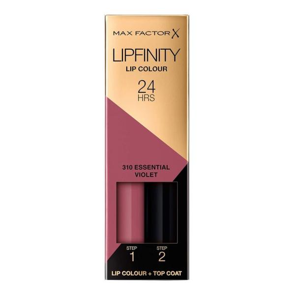 Ruj de Buze Lichid - Max Factor Lipfinity, Lip Colour + Top Coat, nuanta 310 Essential Violet, 1 pachet Ruj de Buze Lichid - Max Factor Lipfinity, Lip Colour + Top Coat, nuanta 310 Essential Violet, 1 pachet