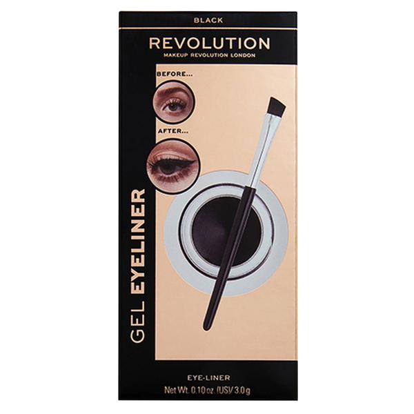 Tus de Ochi Revolution Gel Eyeliner Pot With Brush, Makeup Revolution, Black, 1 buc Tus de Ochi Revolution Gel Eyeliner Pot With Brush, Makeup Revolution, Black, 1 buc
