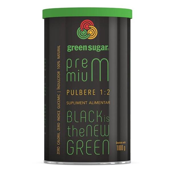Indulcitor Natural cu Stevie Green Sugar Premium 1:2 - Remedia Black is the New Green, 1000 g Indulcitor Natural cu Stevie Green Sugar Premium 1:2 - Remedia Black is the New Green, 1000 g