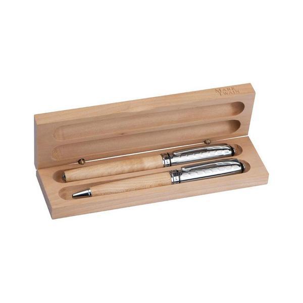 Set pix si roller Mark Twain, din lemn si metal, cadou personalizat Set pix si roller Mark Twain, din lemn si metal, cadou personalizat