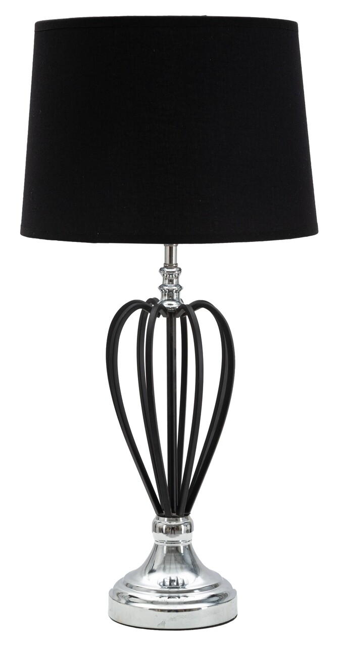 Lampa de masa Darkly Silver, Mauro Ferretti, 1 x E27, 40W, fier/poliester, negru/argintiu Lampa de masa Darkly Silver, Mauro Ferretti, 1 x E27, 40W, fier/poliester, negru/argintiu