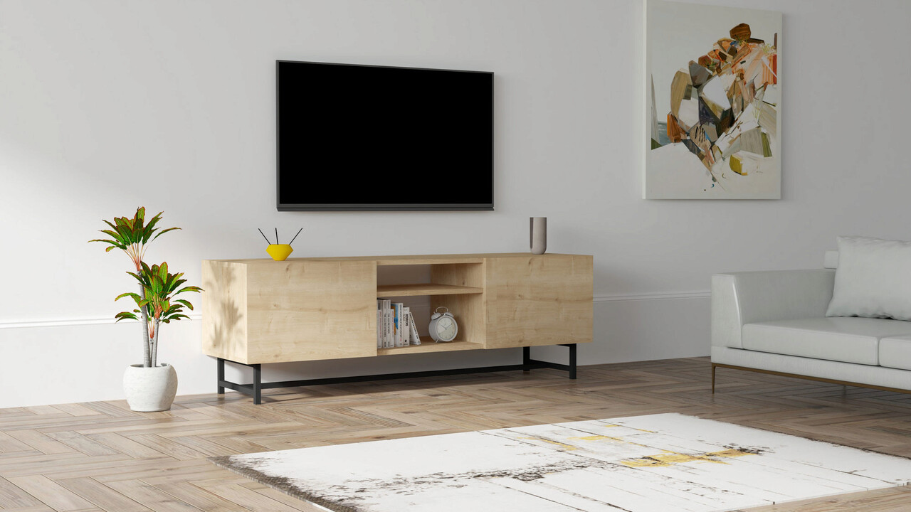 Comoda TV, Puqa Design, Tugi, 150x50x40 cm, PAL, Maro