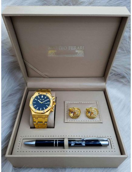 Set cadou pentru barbati Matteo Ferari, ceas, butoni, pix metalic MF010B110G - Engross Set cadou pentru barbati Matteo Ferari, ceas, butoni, pix metalic MF010B110G - Engross