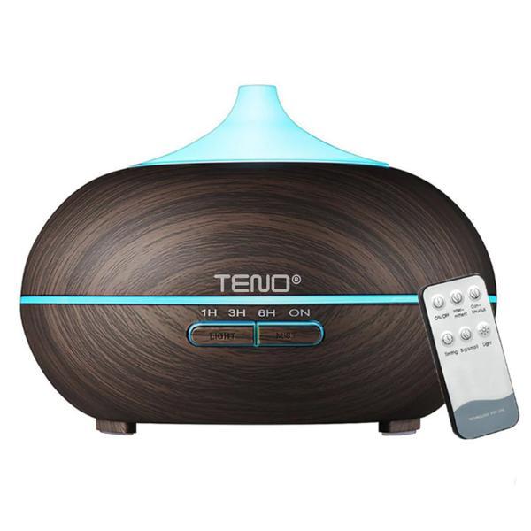Difuzor Aromaterapie Teno®, 7 culori LED, 2 jocuri de lumini, control prin telecomanda, capacitate 500ml, silentios, umidifica aerul, stejar inchis Difuzor Aromaterapie Teno®, 7 culori LED, 2 jocuri de lumini, control prin telecomanda, capacitate 500ml, silentios, umidifica aerul, stejar inchis