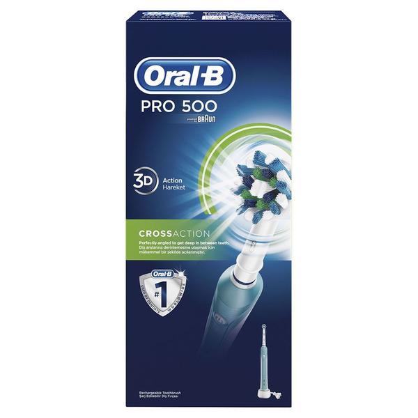 Periuta de Dinti Electrica - Oral-B PRO 500 Cross Action, 20000 pulsatii/min 8800 oscilatii/min, 3D cleaning, 1 buc Periuta de Dinti Electrica - Oral-B PRO 500 Cross Action, 20000 pulsatii/min 8800 oscilatii/min, 3D cleaning, 1 buc