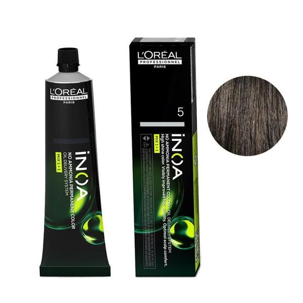 Vopsea de Par Demi-permanenta L'Oreal Professionnel Inoa 5 Light Brown, 60 ml Vopsea de Par Demi-permanenta L'Oreal Professionnel Inoa 5 Light Brown, 60 ml