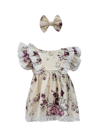 Rochie botez cu maneca scurta, model Corina, culoare mov-alb, en-gros Rochie botez cu maneca scurta, model Corina, culoare mov-alb, en-gros