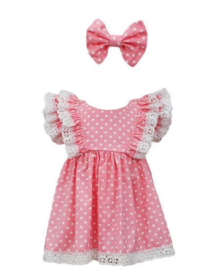 Rochie botez cu maneci scurte, model Corina, culoare alb-roz, en-gros Rochie botez cu maneci scurte, model Corina, culoare alb-roz, en-gros