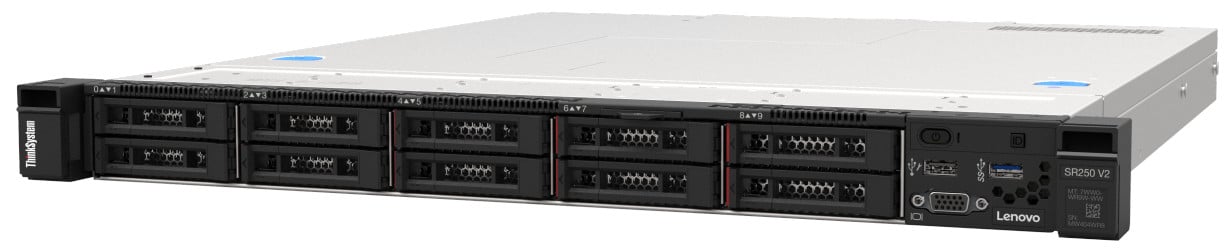 lenovo Lenovo ThinkSystem SR250 V2 Xeon E-2334 (4C 3.4GHz 8MB Cache/65W), 1x16GB, O/B, 2.5' HS (8), SW RAID, HS 450W Titanium, XCC Enterprise, Rails (7D7QA02NEA)