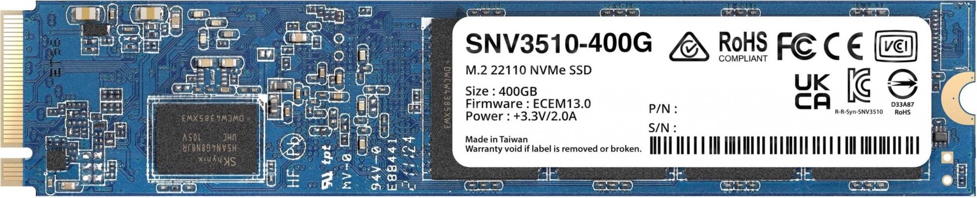 synology Synology SNV3510 M.2 400 Giga Bites PCI Express 3.0 NVMe (SNV3510-400G)