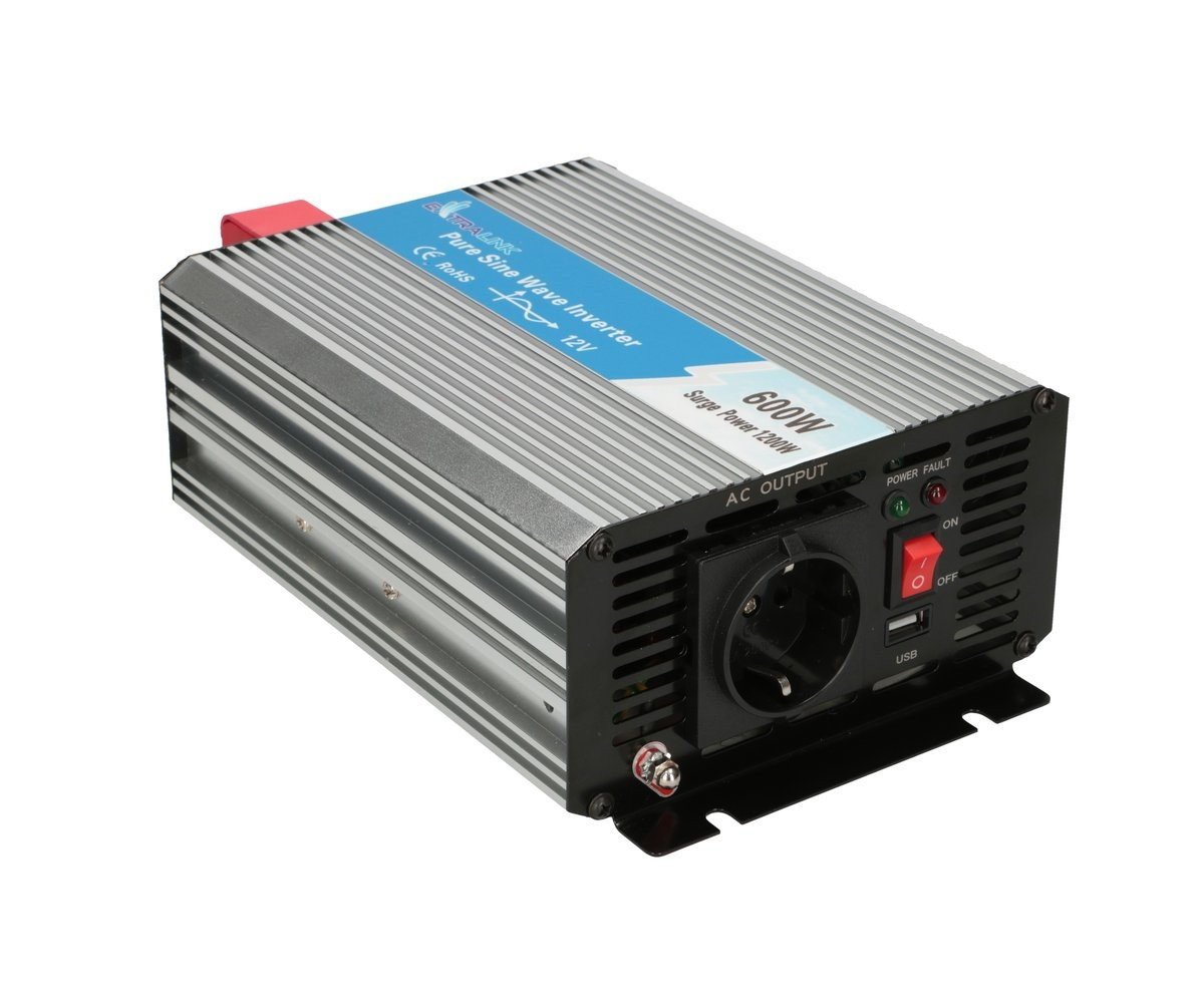 Extralink VOLTAGE CONVERTER 12V - 230V, 600W, PURE SINUS OPIP-600W adaptoare și invertoare de curent Auto Aluminiu, Negru (EX.18082) Extralink VOLTAGE CONVERTER 12V - 230V, 600W, PURE SINUS OPIP-600W adaptoare și invertoare de curent Auto Aluminiu, Negru (EX.18082)