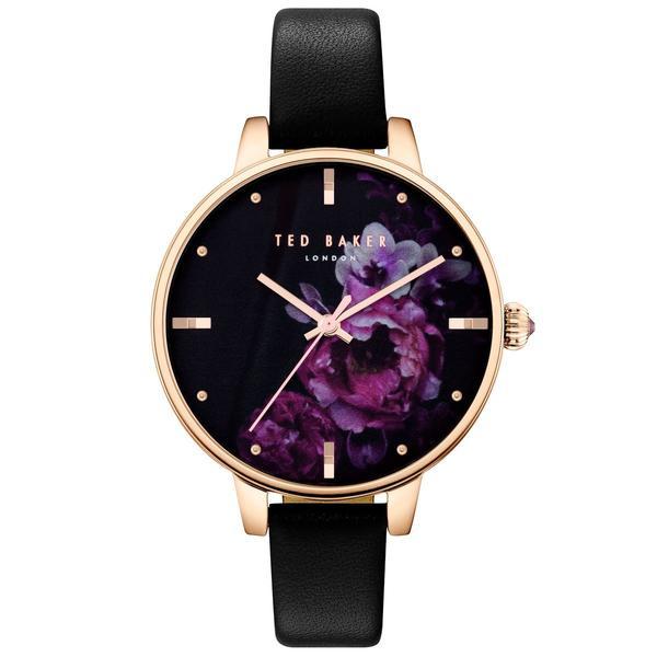 Ceas analog rotund, cu motive florale, Ted Baker Auriu rose/Negru Ceas analog rotund, cu motive florale, Ted Baker Auriu rose/Negru