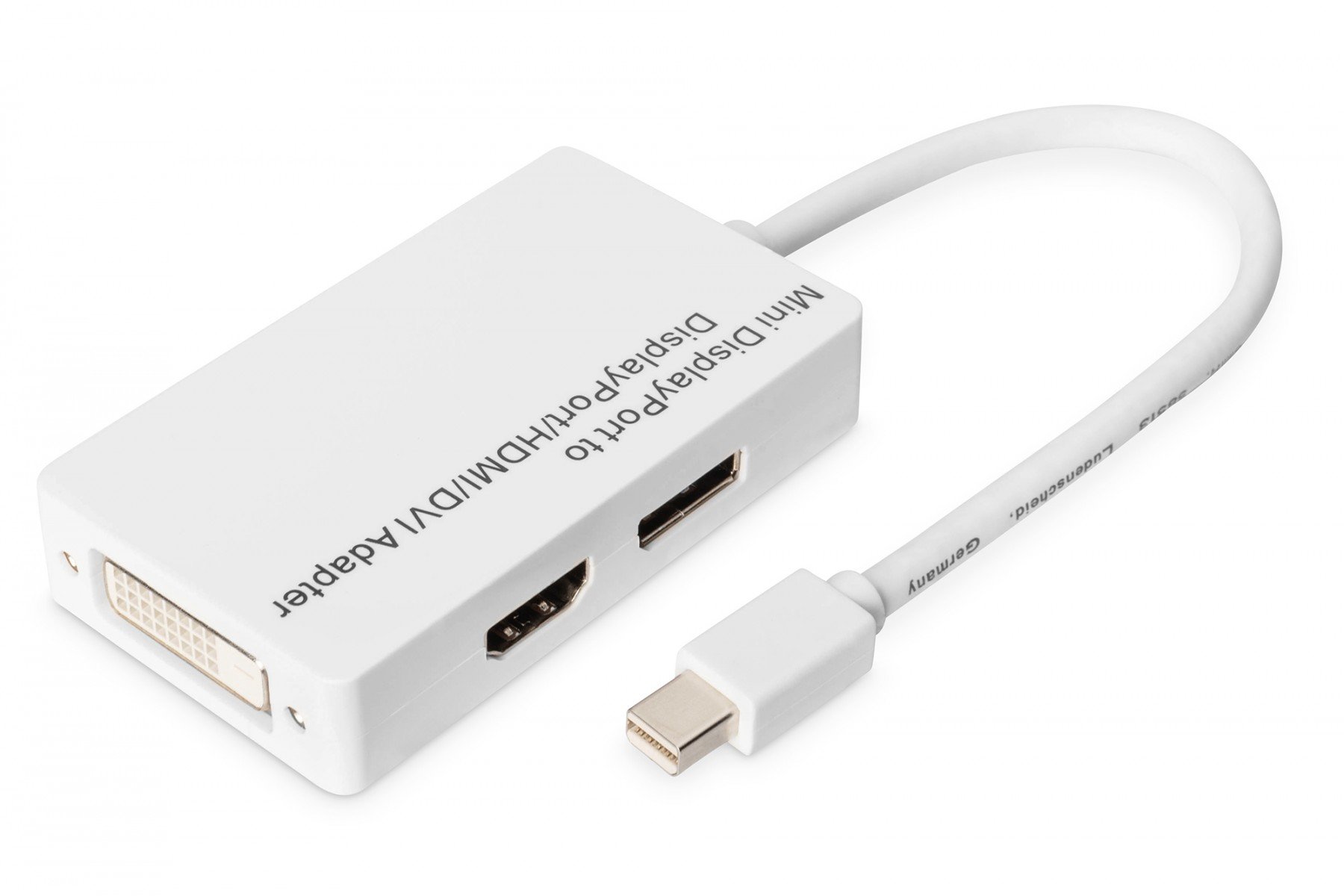 DIGITUS DisplayPort converter cable, miniDP - DP+HDMI+DVI M/F, 0.2m, DP 1.1a compatible, wh (AK-340509-002-W) DIGITUS DisplayPort converter cable, miniDP - DP+HDMI+DVI M/F, 0.2m, DP 1.1a compatible, wh (AK-340509-002-W)