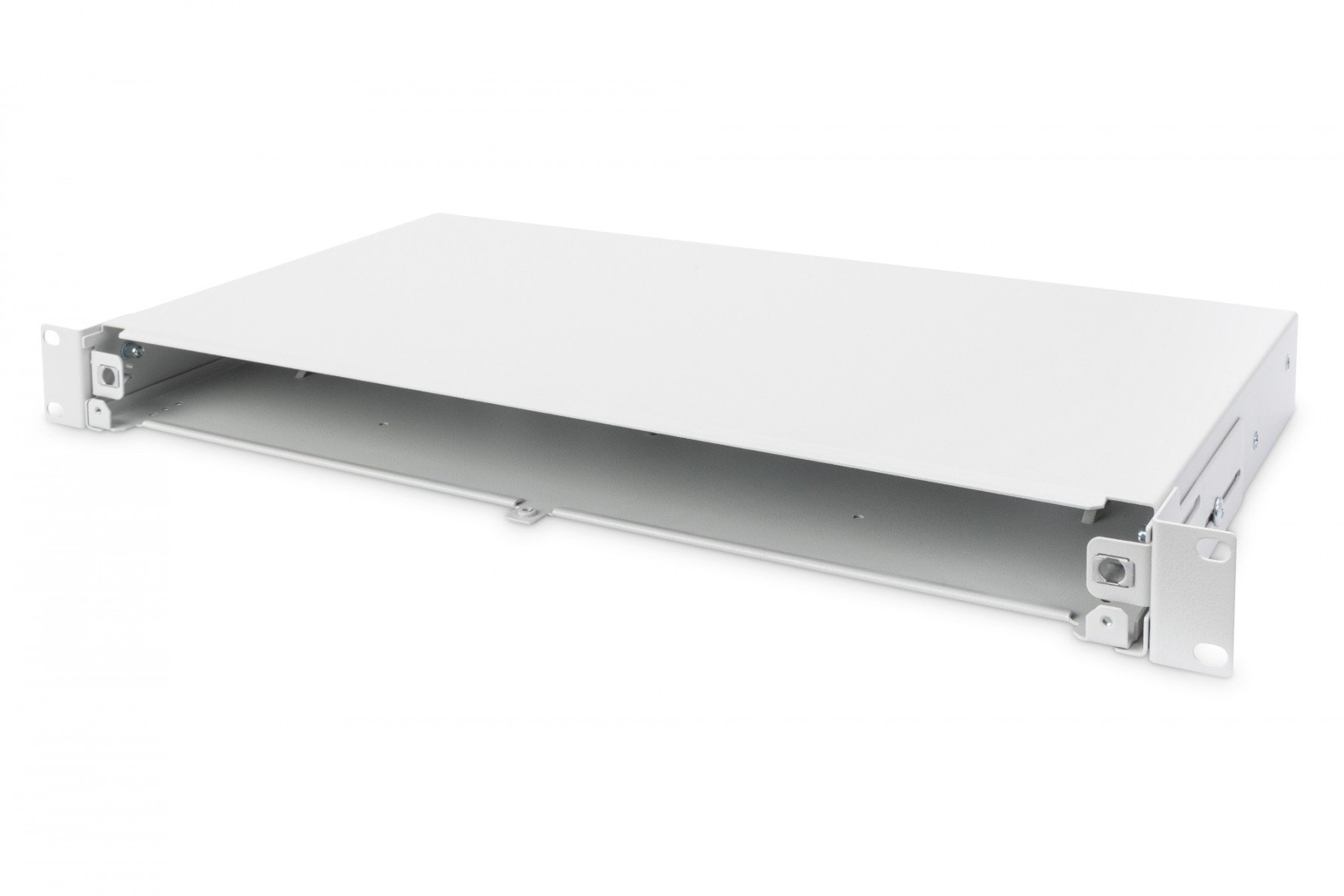 DIGITUS Fiber optic cross-connect panel without front plate, 19' 1U, retractable, cable gland PG13.5 and PG16, cable ties and brackets, gray (DN-96200-QL) DIGITUS Fiber optic cross-connect panel without front plate, 19' 1U, retractable, cable gland PG13.5 and PG16, cable ties and brackets, gray (DN-96200-QL)
