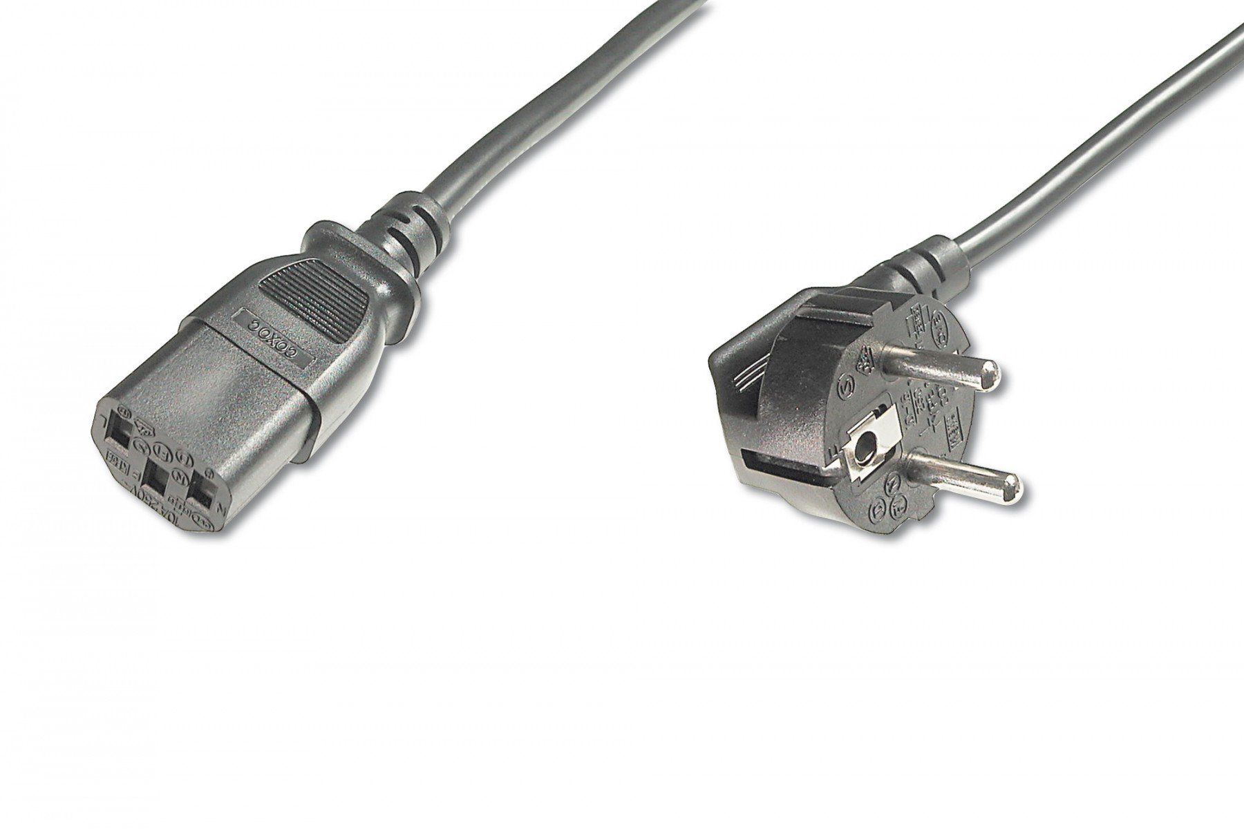 DIGITUS Power Cord, CEE 7/7 (Typ-F) 90ø angled - C13 M/F, 5.0m, H05VV-F3G 1.0qmm, black (AK-440100-050-S) DIGITUS Power Cord, CEE 7/7 (Typ-F) 90ø angled - C13 M/F, 5.0m, H05VV-F3G 1.0qmm, black (AK-440100-050-S)