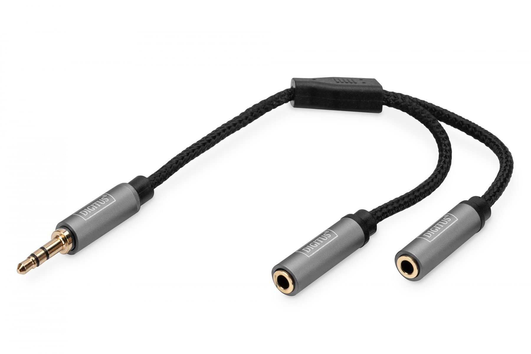 DIGITUS Stereo 3.5mm AUX AUDIO Splitter Y, M to 2*F Aluminum Housing ,Gold plated, NYLON Jacket 0,2m (DB-510310-002-S) DIGITUS Stereo 3.5mm AUX AUDIO Splitter Y, M to 2*F Aluminum Housing ,Gold plated, NYLON Jacket 0,2m (DB-510310-002-S)