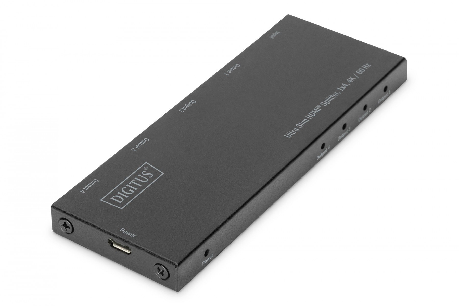 DIGITUS Ultra Slim HDMI Splitter, 1x4, 4K/60Hz HDR, HDCP 2.2, 18 Gbps, Micro USB powered (DS-45323) DIGITUS Ultra Slim HDMI Splitter, 1x4, 4K/60Hz HDR, HDCP 2.2, 18 Gbps, Micro USB powered (DS-45323)