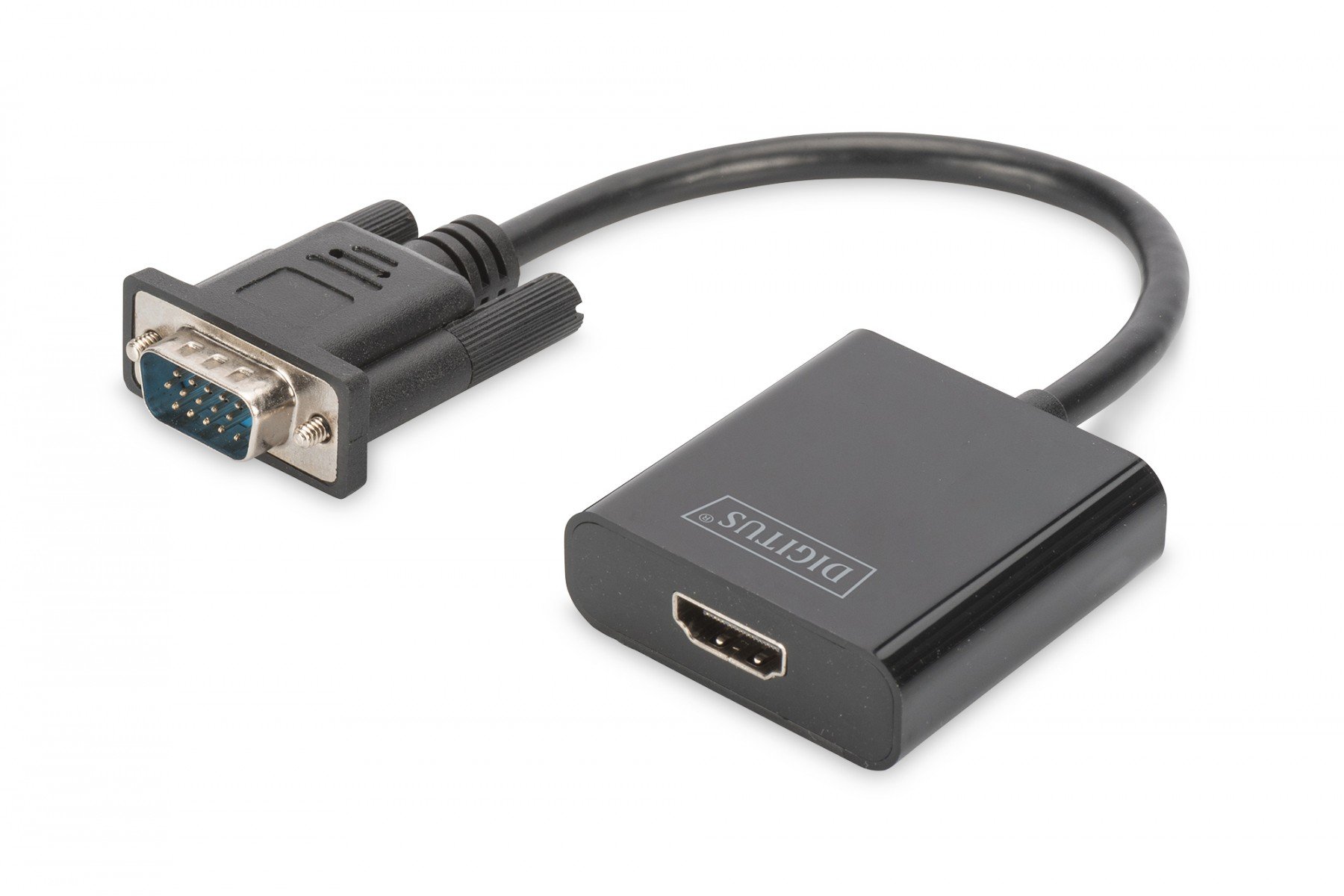 DIGITUS VGA to HDMI Converter + Audio (3.5mm) Full HD (1080p), cable type (15 cm), black (DA-70473) DIGITUS VGA to HDMI Converter + Audio (3.5mm) Full HD (1080p), cable type (15 cm), black (DA-70473)