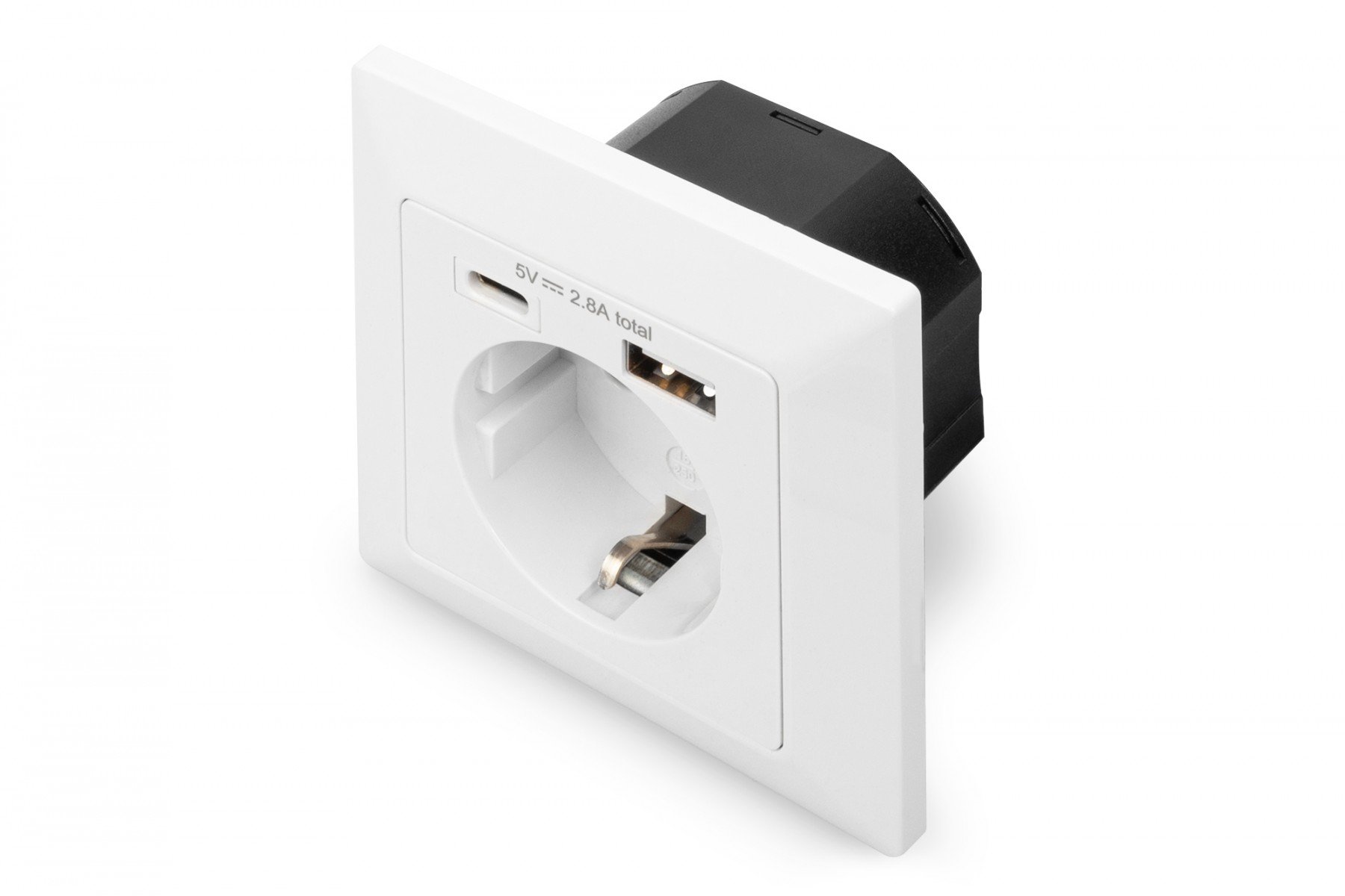 DIGITUS Wall Outlet 1x Safety Outlet,1x USB,1x Type C 5 V 2.8 A, Input: AC 250V 50Hz, RAL 9003 (DA-70615) DIGITUS Wall Outlet 1x Safety Outlet,1x USB,1x Type C 5 V 2.8 A, Input: AC 250V 50Hz, RAL 9003 (DA-70615)