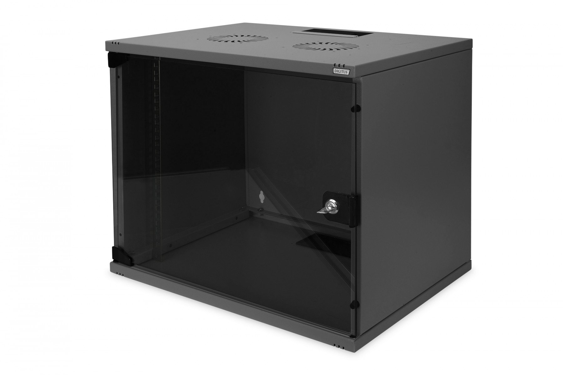 DIGITUS 9U wall mounting cabinet, SOHO, unmounted 460x540x400 mm, full glass front door, black (RAL 9005) (DN-19 09-U-S-SW) DIGITUS 9U wall mounting cabinet, SOHO, unmounted 460x540x400 mm, full glass front door, black (RAL 9005) (DN-19 09-U-S-SW)