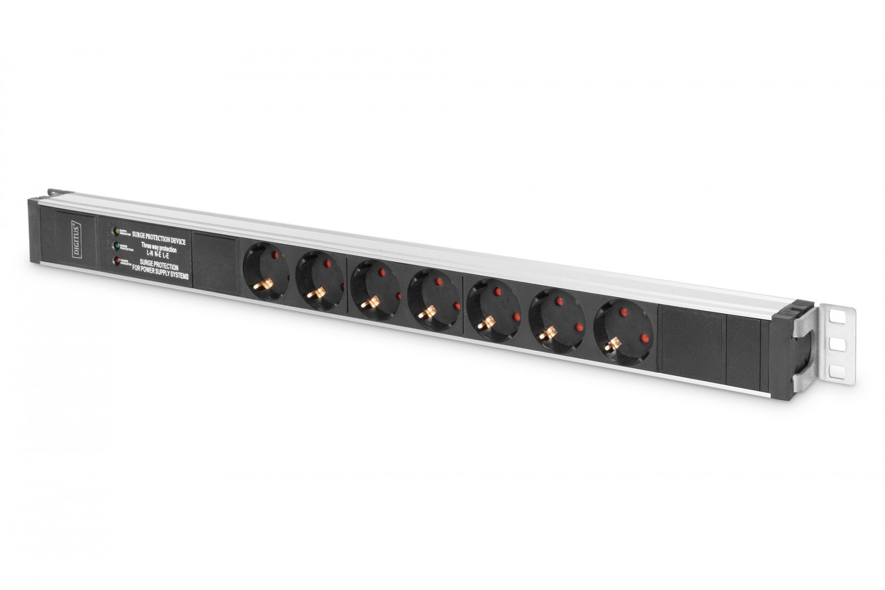 DIGITUS Aluminium PDU, Rackmountable, frequency filter 16A, 4000W, 250VAC 50/60Hz, 7x safety, 2m (DN-95412) DIGITUS Aluminium PDU, Rackmountable, frequency filter 16A, 4000W, 250VAC 50/60Hz, 7x safety, 2m (DN-95412)