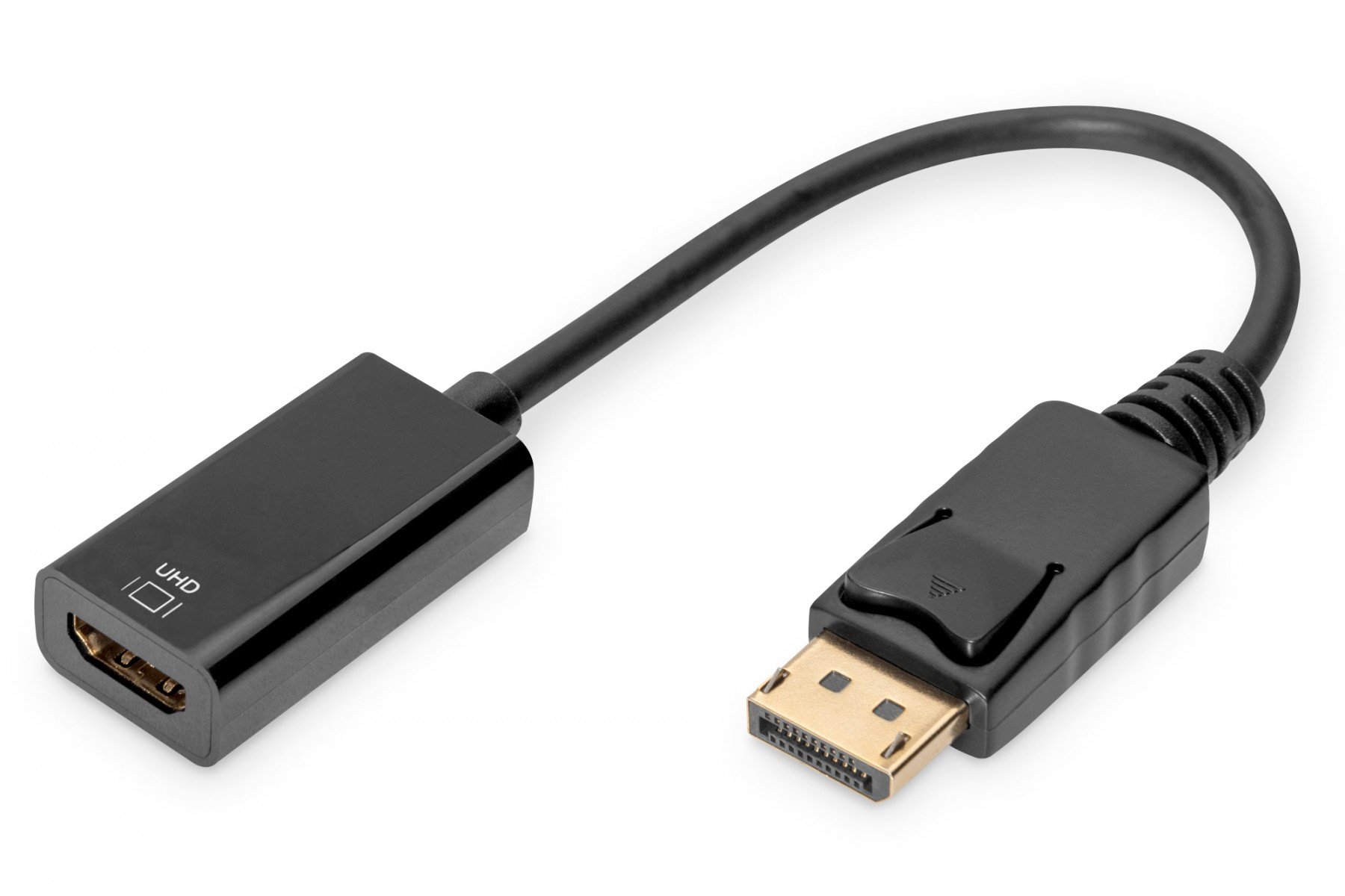 DIGITUS DisplayPort adapter cable, DP - HDMI type A M/F, 0.2m, w/lock, HDMI 2.0, act., gold, bl (DB-340415-002-S) DIGITUS DisplayPort adapter cable, DP - HDMI type A M/F, 0.2m, w/lock, HDMI 2.0, act., gold, bl (DB-340415-002-S)