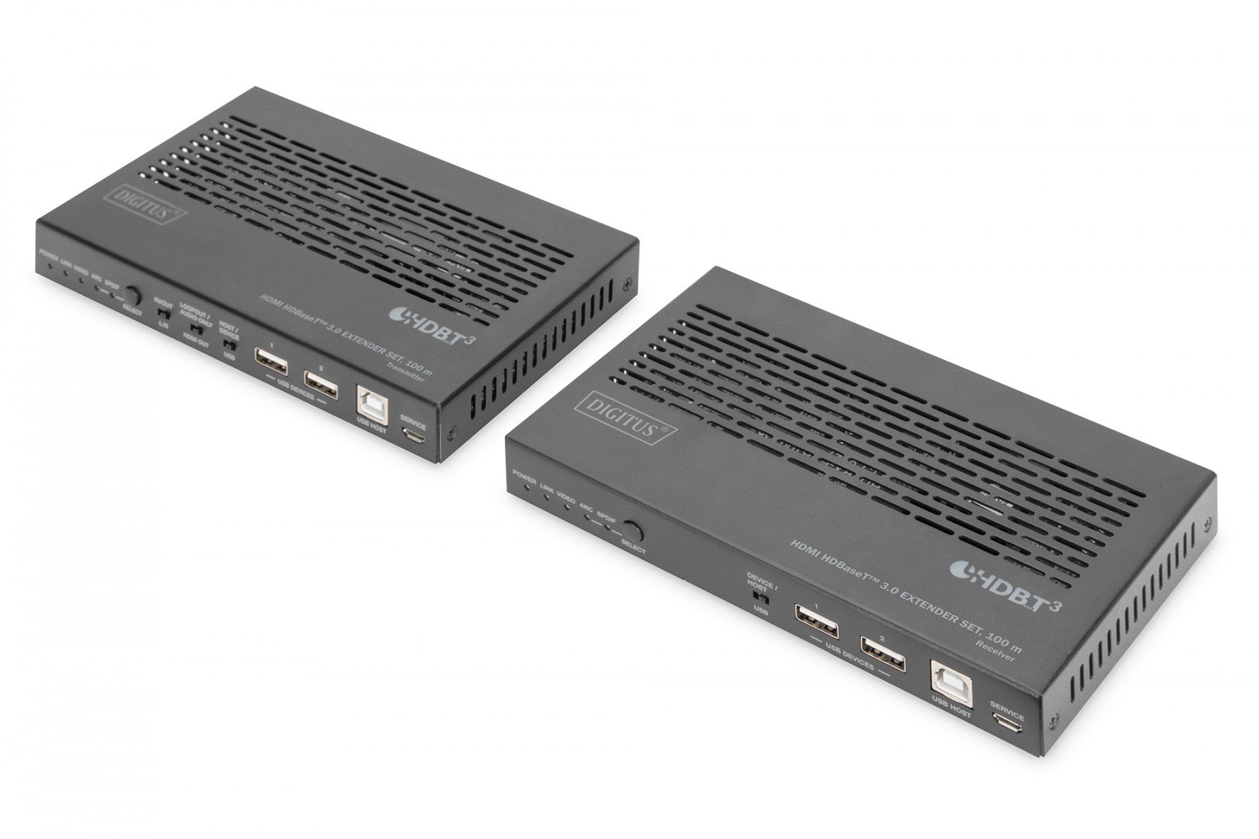 DIGITUS HDBaseT 3.0 KVM Extender Set, 100 m USB 2.0, PoC, RS232, IR, eARC/ARC, black (DS-55523) DIGITUS HDBaseT 3.0 KVM Extender Set, 100 m USB 2.0, PoC, RS232, IR, eARC/ARC, black (DS-55523)