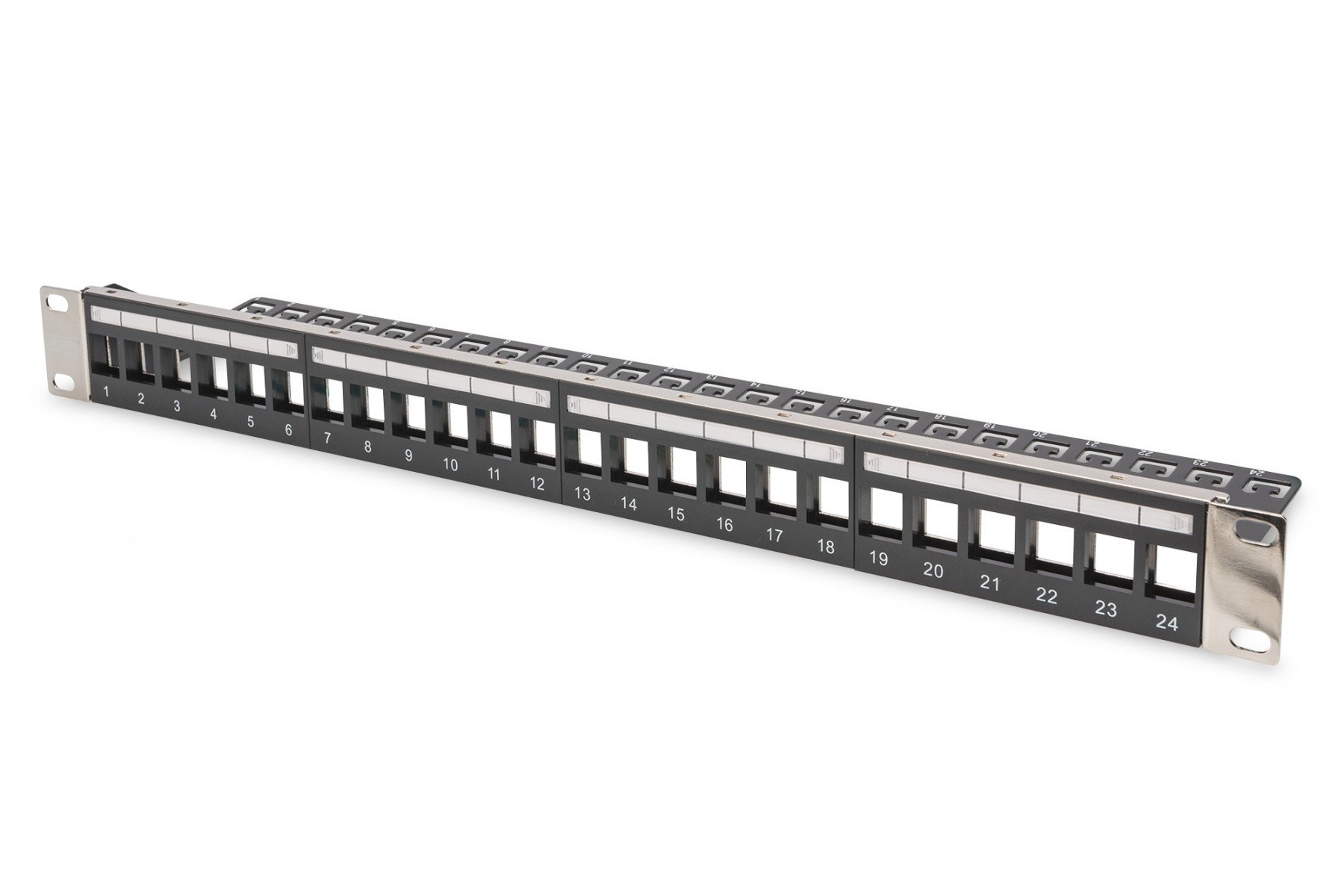 DIGITUS Modular Patch Panel, shielded, 24-port blank, 1U, Rack Mount, transp. label field, black (DN-91411-LF) DIGITUS Modular Patch Panel, shielded, 24-port blank, 1U, Rack Mount, transp. label field, black (DN-91411-LF)