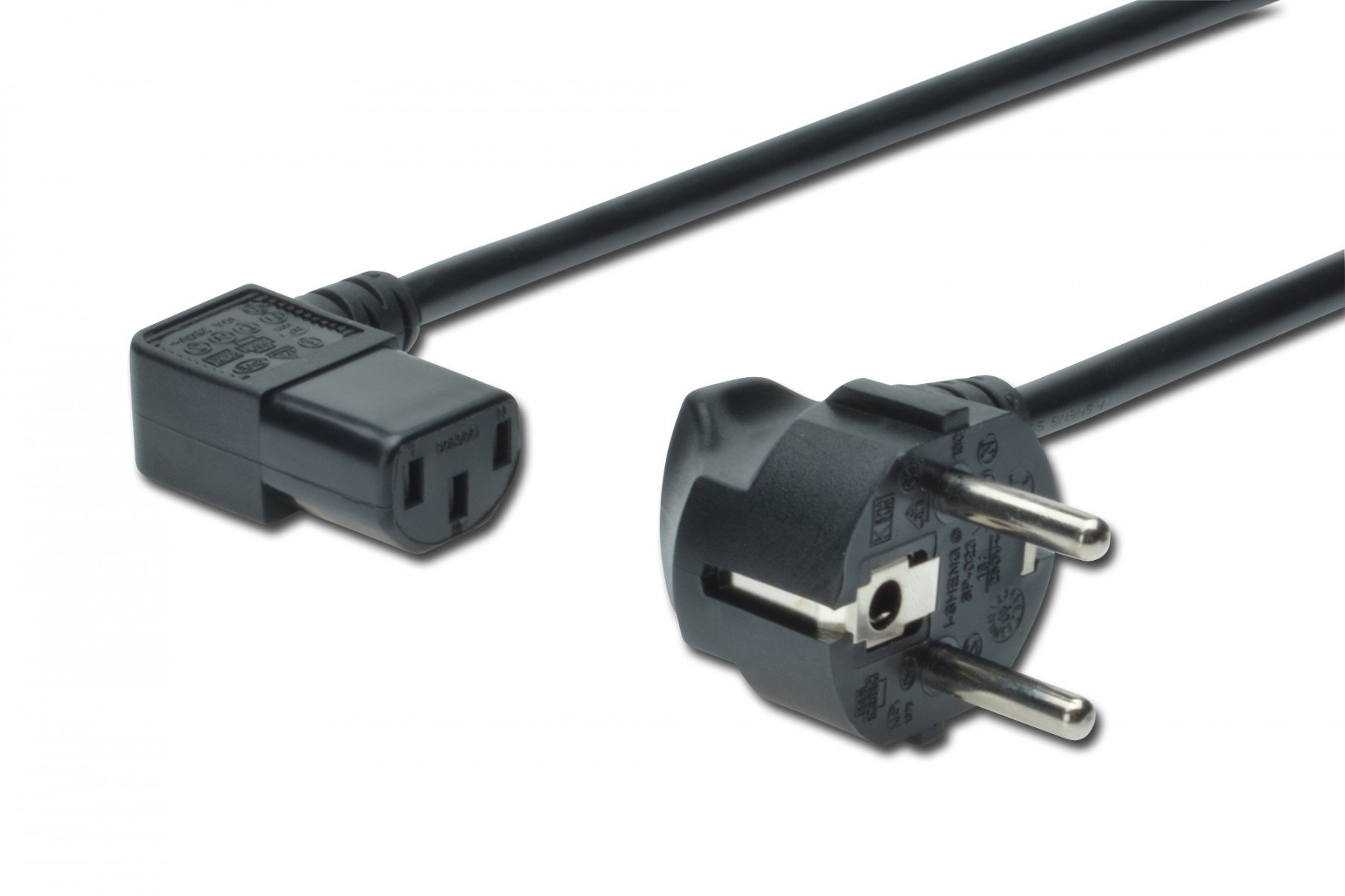 DIGITUS Power Cord, CEE 7/7 (Typ-F) - C13, 90ø angled M/F, 1.8m, H05VV-F3G 0.75qmm, black (AK-440102-018-S) DIGITUS Power Cord, CEE 7/7 (Typ-F) - C13, 90ø angled M/F, 1.8m, H05VV-F3G 0.75qmm, black (AK-440102-018-S)