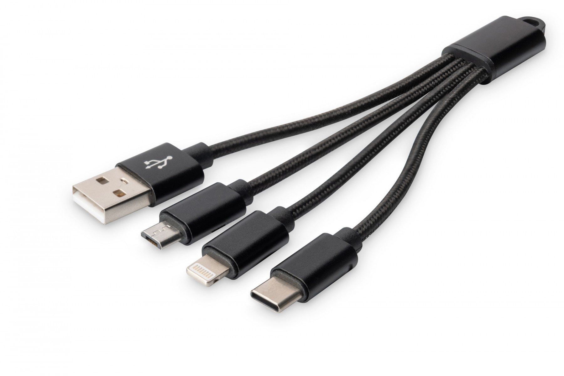 DIGITUS USB charger cable, for Apple and Android devices M/M/M/M 0.15m, 3 in 1 cable, cotton, gold, bl (DB-300160-002-S) DIGITUS USB charger cable, for Apple and Android devices M/M/M/M 0.15m, 3 in 1 cable, cotton, gold, bl (DB-300160-002-S)