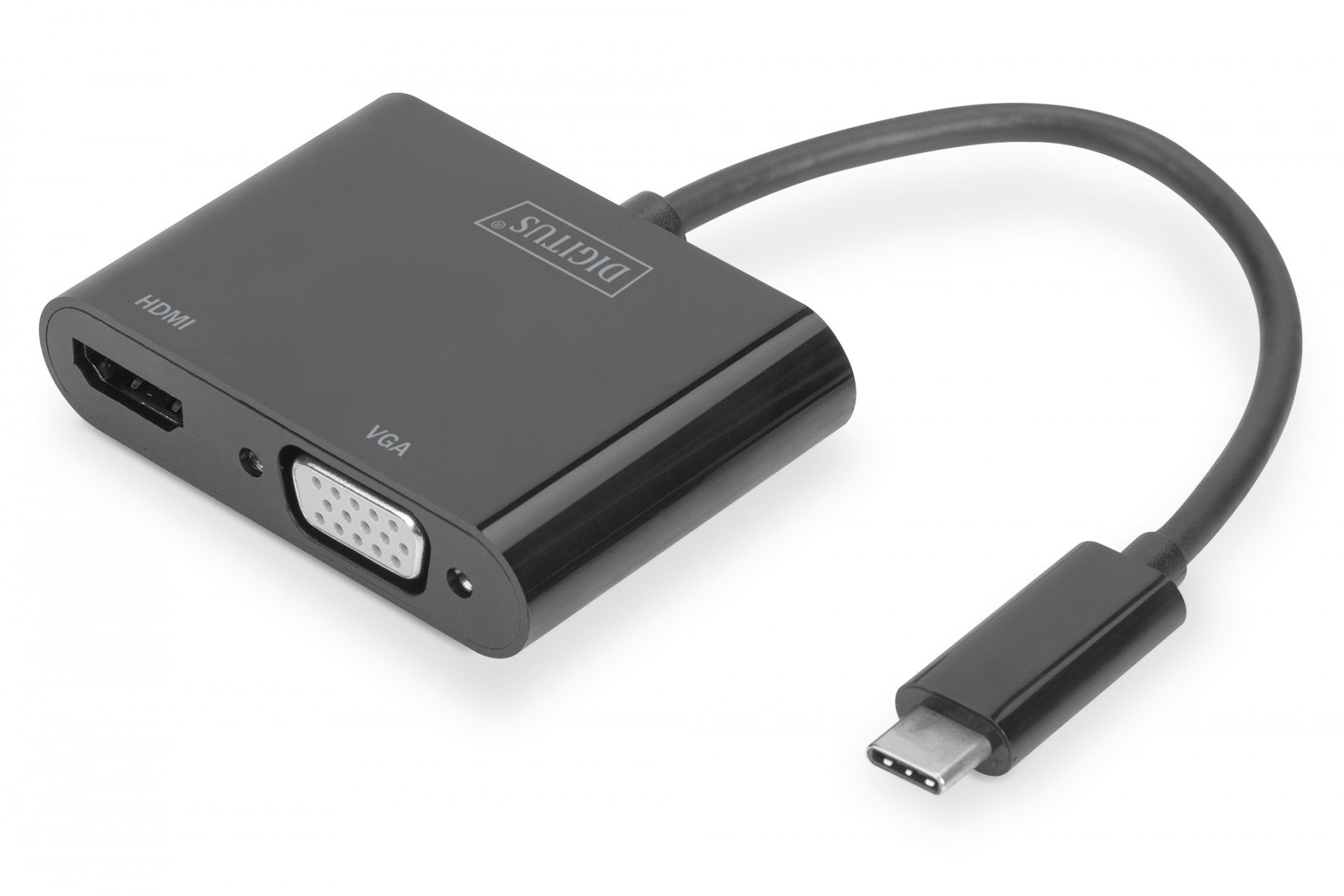 DIGITUS USB Type C to HDMI + VGA Adapter 4K/30Hz / Full HD 1080p, black (DA-70858) DIGITUS USB Type C to HDMI + VGA Adapter 4K/30Hz / Full HD 1080p, black (DA-70858)