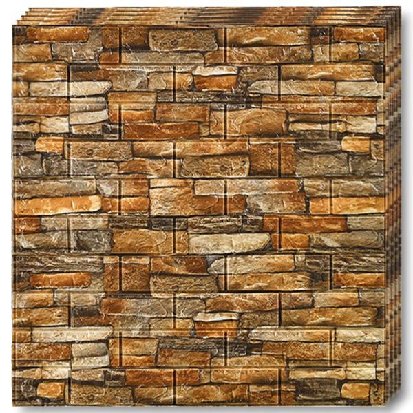 Set 20x Tapet Caramida 3D Teno®, Model Piatra Naturala, suprafata acoperire 10.6 mp, autoadeziv, waterproof, usor de montat, design modern, 70x77 cm, maro Set 20x Tapet Caramida 3D Teno®, Model Piatra Naturala, suprafata acoperire 10.6 mp, autoadeziv, waterproof, usor de montat, design modern, 70x77 cm, maro