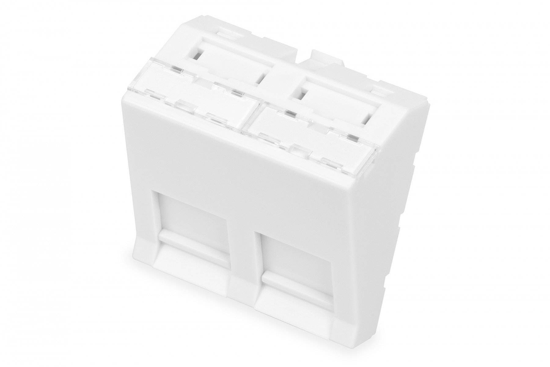 DIGITUS 45x45 mm, 2-port face plate, angled for DN-93802-5-SH, RAL 9003 (DN-93802-7-SH) DIGITUS 45x45 mm, 2-port face plate, angled for DN-93802-5-SH, RAL 9003 (DN-93802-7-SH)