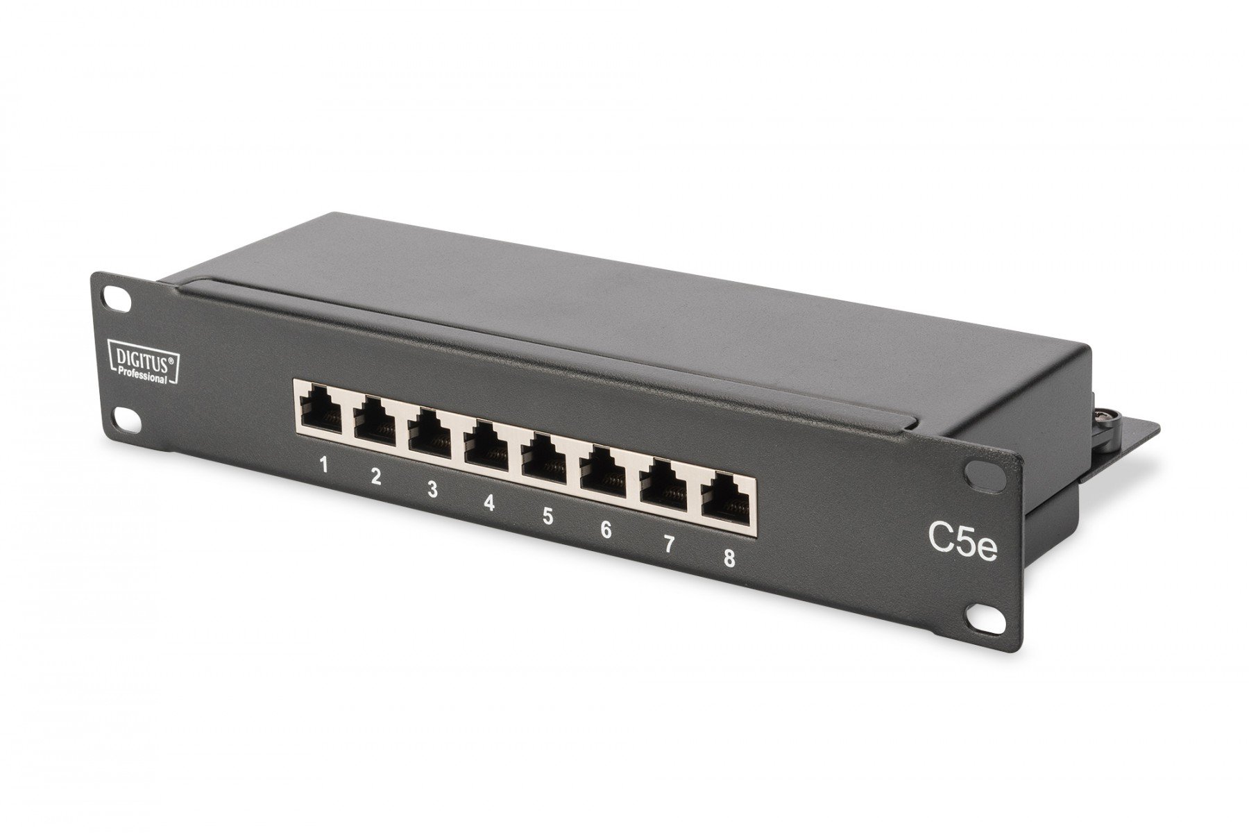 DIGITUS CAT 5e Patch Panel, shielded, 8x RJ45 8P8C LSA, 1U, 254 mm(10')Rack Mount, black, cable management (DN-91508S) DIGITUS CAT 5e Patch Panel, shielded, 8x RJ45 8P8C LSA, 1U, 254 mm(10')Rack Mount, black, cable management (DN-91508S)