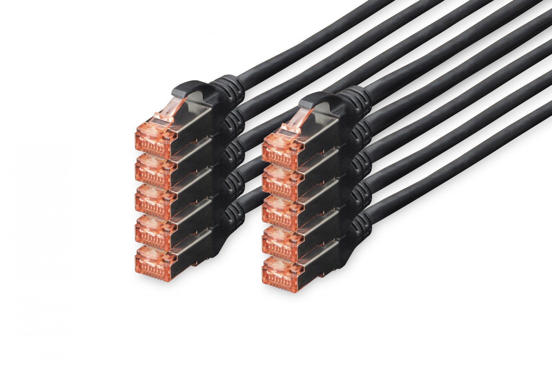 DIGITUS CAT 6 S-FTP patch cord, Cu, LSZH AWG 27/7, length 0.25 m, 10 pieces, color black (DK-1644-0025-BL-10) DIGITUS CAT 6 S-FTP patch cord, Cu, LSZH AWG 27/7, length 0.25 m, 10 pieces, color black (DK-1644-0025-BL-10)