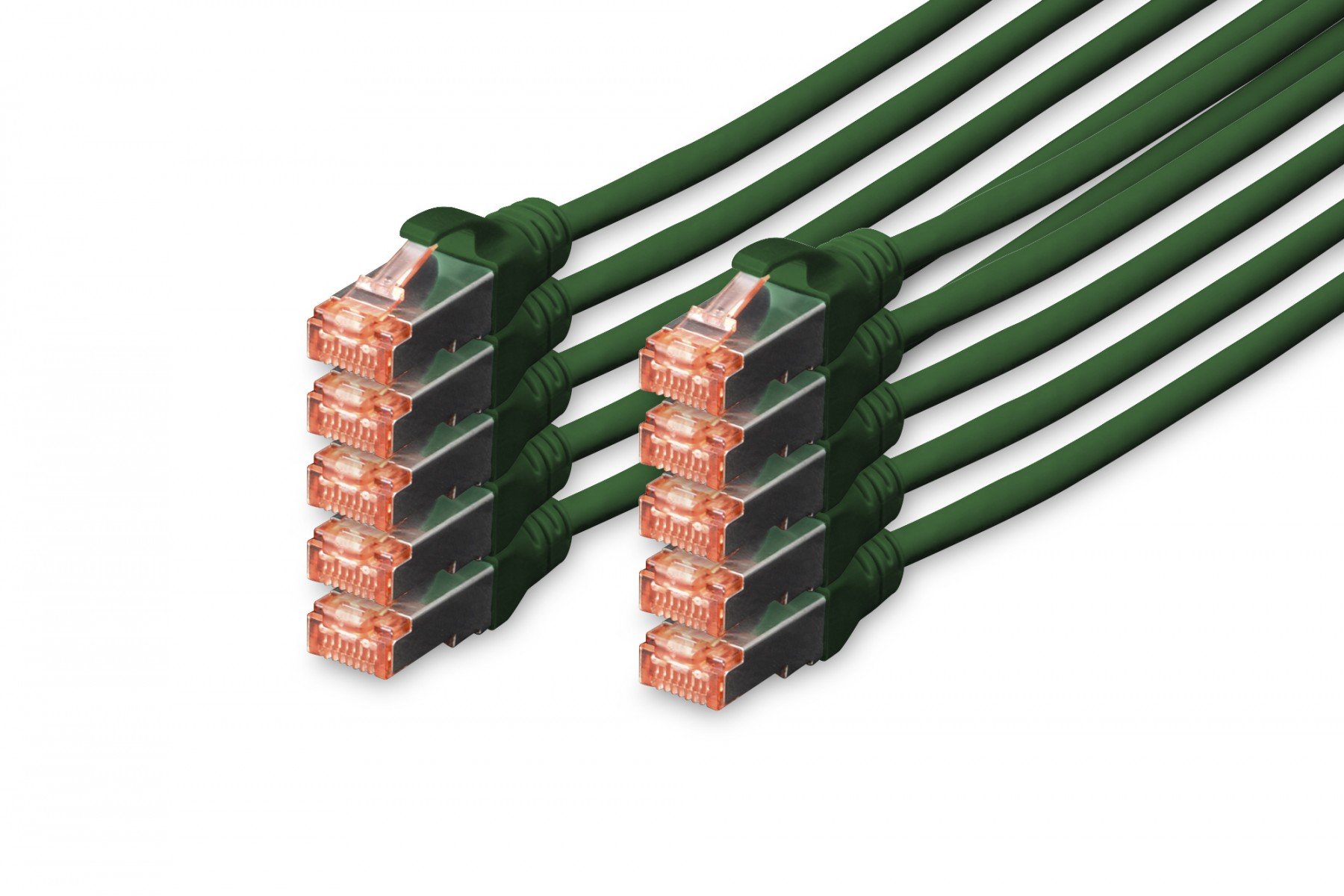DIGITUS CAT 6 S-FTP patch cord, Cu, LSZH AWG 27/7, length 1 m, 10 pieces, color green (DK-1644-010-G-10) DIGITUS CAT 6 S-FTP patch cord, Cu, LSZH AWG 27/7, length 1 m, 10 pieces, color green (DK-1644-010-G-10)